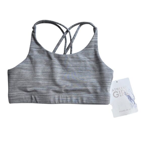 NWT! Athleta Girl Gray Upbeat Sports Bra Size Medium 8-10 - Picture 1 of 4